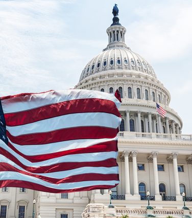 United States Capitol with the USA flag